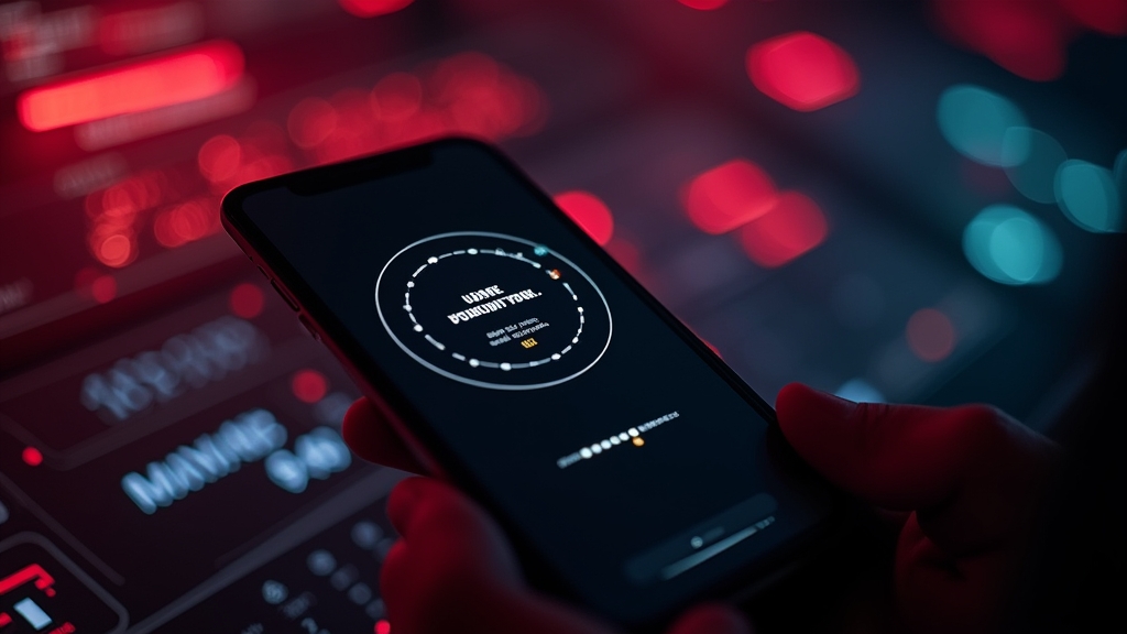 Phone showing a stalled casino app update with troubleshooting visuals